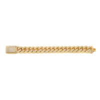 3 Row Diamond Prong Set Cuban Link Bracelet